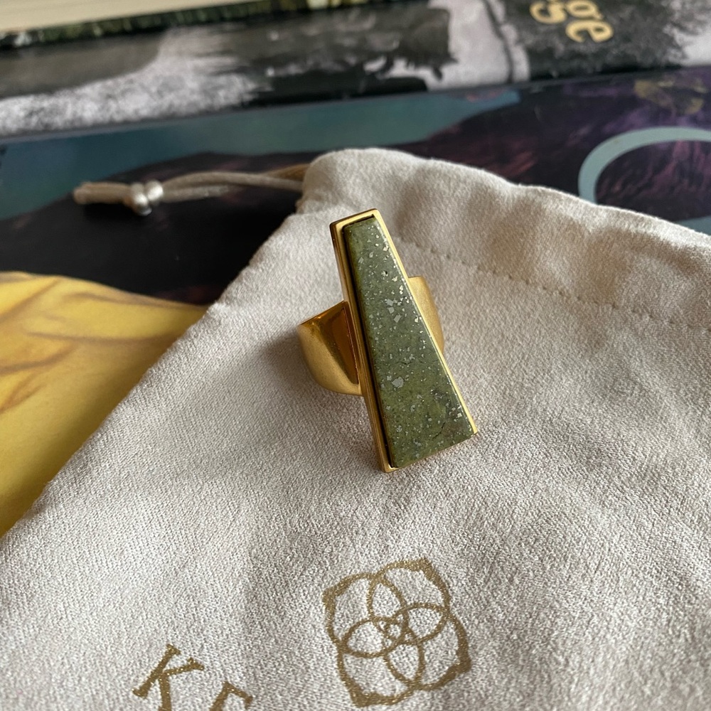 Kendra Scott Collins cocktail ring with green epidote